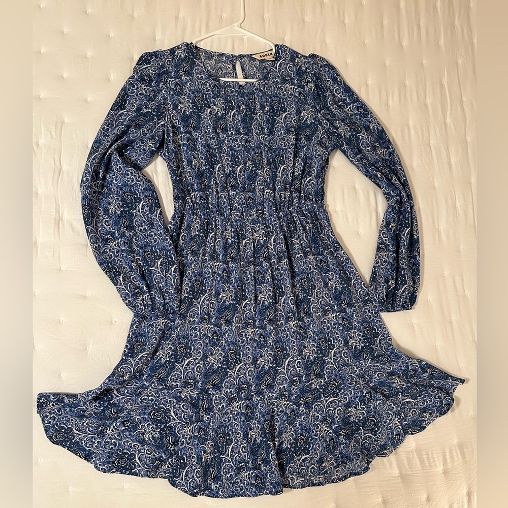 XS Boden dress (fabric: viscose); color:multi-blue-white